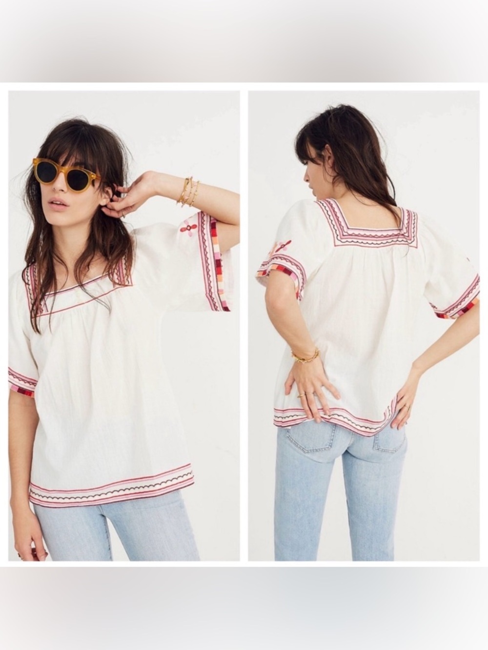 madewell embroidered sandblossom blouse